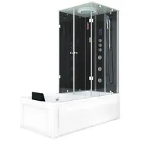 AcquaVapore Grossraumdusche Whirlpool Dusche Kombination K05-L33-WP-EC Duschtempel 180x90 cm, Sicherheitsglas ESG, inklusive Duschwanne, Integrierte Massagedüsen, Moderner Touchscreen, Rutschsicher, Schnelle schwarz