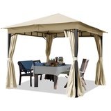 Gartenpavillon 3x3 m Pavillon Gartenzelt Partyzelt inkl 4 Seitenteile in beige