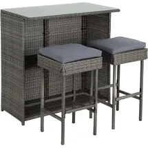 Estexo Polyrattan Gartenbar Set Gartenmöbel Sitzgruppe Rattan Bar Tresen Barset Tisch