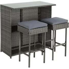 Estexo Polyrattan Gartenbar Set Gartenmöbel Sitzgruppe Rattan Bar Tresen Barset Tisch