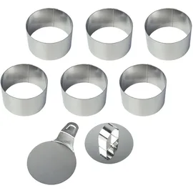 casativo Dessert- & Speiseringe (6er-Set) Ø 8 cm mit Heber & Stampfer – Profi-Anrichtringe aus rostfreiem Edelstahl für kreative Gerichte