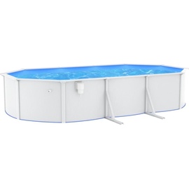 vidaXL Stahlwand-Pool oval 610 x 360 x 120 cm weiß