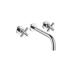 Dornbracht Waschtisch-Wandbatterie Tara. chrom, Ausladung 240mm, Kreuzgriffe
