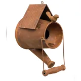 DanDiBo Ambiente DanDiBo Vogelhaus zum Aufhängen Edelrost Deko Rost Gießkanne Wetterfest 96424 Nistkasten Futterstation für Vögel Shabby mit Kette hängend Metallkanne Kanne Balkon
