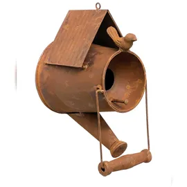 DanDiBo Ambiente DanDiBo Vogelhaus zum Aufhängen Edelrost Deko Rost Gießkanne Wetterfest 96424 Nistkasten Futterstation für Vögel Shabby mit Kette hängend Metallkanne Kanne Balkon
