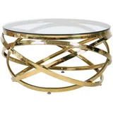 SalesFever Couchtisch "mit Design-Gestell in Stainless Steel für stilvolles Wohnen", gold (gold, gold, klarglas), B:80cm H:42cm T:80cm, Metall, Sicherheitsglas, Tische, Couchtisch, Gestell gefertigt aus rostfreiem Edelstahl