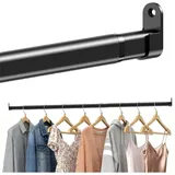 Flache, Ovale, Wandmontierte Kleiderstange, Teleskopstange Für Kleiderschrank/schrank, Bohrmontage, Schwarz, 42-220 Cm (87 Zoll)