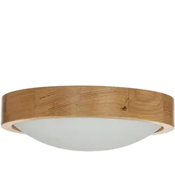 Licht-Erlebnisse Deckenlampe rund Holz Glas Schirm Ø27cm Wohnzimmer