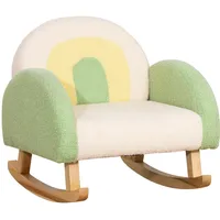 Homcom Kindersofa Schaukelstuhl für Kleinkinder Kindersessel Kindercouch für Kinder 1,5-3 Jahre Babysitz für Kinderzimmer Spielzimmer Lammfellimitat Eukalyptusholz Grün