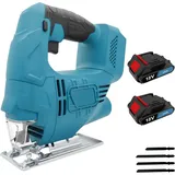 Akku-stichsäge,mit 2 X 3000 Mah Akku Und Ladegerät, Stichsäge Elektro Mini 18 V Mit 4 Sägeblättern Zum Entfernen Von Farbe Und Mörtel, Zum Schleifen, Schneiden,kompatibel Mit Makita-akku