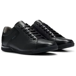 BOSS Herren Sneaker - Saturn Lowp Lux4, Turnschuh, Freizeit, Echtleder Schwarz EUR 43