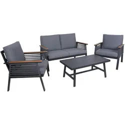DENIA Lounge-Gruppe: Luxus-Outdoor-Set mit grauen Kissen und Tisch