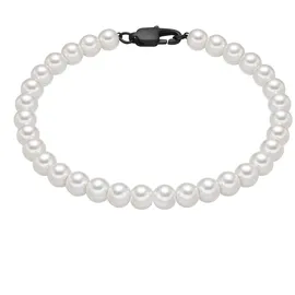 True Rebels Armband aus Edelstahl mit Perle (synth.) in schwarz | Gr.: 17 cm