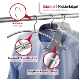SOTech Kleiderbügel Rundrohr Edelstahl – Garderobenbügel rostfrei - Silber