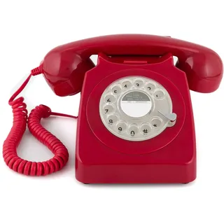 GPO 746ROTARYRED Retro Telefon mit Wählscheibe im 70er Jahre Design Rot