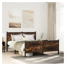 vidaXL Metallbett ohne Matratze Räuchereiche 140x200 cm