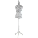 MCW Schneiderpuppe T223, Schaufensterpuppe Torso weiblich, Fiberglas ~ Weiß mit Blumen