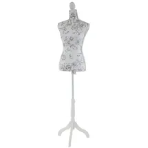 MCW Schneiderpuppe T223, Schaufensterpuppe Torso weiblich, Fiberglas ~ Weiß mit Blumen
