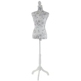MCW Schneiderpuppe T223, Schaufensterpuppe Torso weiblich, Fiberglas ~ Weiß mit Blumen