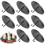 Kerzenhalter Adventskranz Ø 6cm, 8er Set Advent Kerzenständer mit Dorn, Schwarz Metall Kerzenhalter Stumpenkerzen, Kerzenständer Adventskranz für Kerzen Weihnachten Deko Tischdeko Kerzenteller