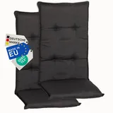 NYVI Hochlehnerauflage Hochlehner Auflagen 2er Set Barcelona - Gartenstuhlauflagen 118x50cm, (2 St), Stuhlauflage, Sitzauflage mit Halteband, UV-fest grau