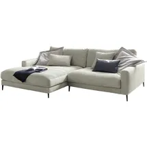 KAWOLA Ecksofa Cara Cord Recamiere links steingrau