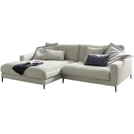 KAWOLA Ecksofa Cara Cord Recamiere links steingrau