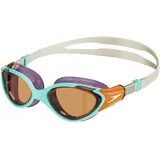 Speedo Biofuse 2.0 Schwimmbrille | Design für Damen | Patentierter Verstellmechanismus | Anti-Beschlag | Wasserdicht | Bequemer Sitz Schwimmbrille, Marine Blue/Pumpkin Spice/Pale, Einheitsgröße