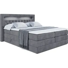 altdecor Boxspringbett NOEL GOLD KING - 160x200 - H3/H4 - Dunkelgrau