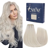 Fshine Weft Extensiones Echthaar Tressen 55cm 100g Platinblond Echthaar Tressen zum Einnähen Tressen Echthaar Extensions Echthaar Tressen Weißblond Farbe 1000