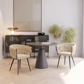 Tectake tectake® Set Esszimmerstuhl Astano gepolstert, mit Samtbezug, Knotendesign 60,5 x 55 x 75 cm