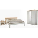 Home Affaire Schlafzimmer-Set »Westminster«, beinhaltet 1 Bett, Kleiderschrank 3-türig und 2 Nachtkommoden weiß
