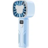 Tragbarer, Wiederaufladbarer Ventilator Mit 5 Geschwindigkeitsstufen Und Echtzeit-akkustandsanzeige, Ideal Zum Schminken, Für Mädchen, Frauen, Auf Reisen, Drinnen Und Draußen, Blau, 16,6 Cm