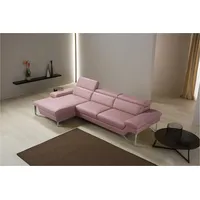 Ecksofa EGOITALIANO "Princess, elegantes Designsofa mit erstklassigem Sitzkomfort, L-Form", rosa (altrosa), B:282cm H:95cm T:168cm, Leder NUVOLE (Echtes Rindsleder). Halbnatürliches, halbnarbiges Rindsleder mit einer natürlichen Körnung von 1, 2 bis 1, 4 mm. Dieses Leder hat eine weiche, wachsartige Haptik mit mattem Aussehen und einem Wolkeneffekt. Es handelt sich um ein Naturleder, das die ursprünglichen Eigenschaften der Lederhäute nicht verändert. Das Vorhandensein von verheilten Narben,
