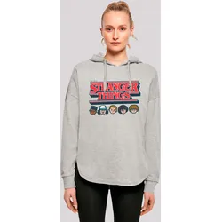 Kapuzenpullover F4NT4STIC "Stranger Things Caricature Logo Netflix TV Series", Damen, Gr. L, grau, Obermaterial: 100% Baumwolle, casual, oversize, Langarm, Pullover, Premium Qualität