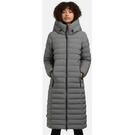 khujo Damen Wintermantel warmer Steppmantel lang mit hohem Kragen und großer Kapuze Imes-YM Road Blue Gr. XXL - XXL