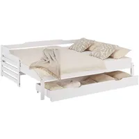 Homestyle4u Ausziehbett, Weiß, Holz, 90x200 cm, Kinder- & Jugendzimmer,