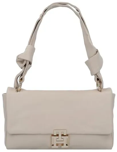 Tommy Hilfiger Pushlock Schultertasche Leder 26 cm  beige