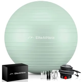 EliteAthlete Gymnastikball Sitzball Büro ergonomisch mit Anti Burst System - Fitness Pilates Schwangerschaft - Schwangerschaftsball Fitnessball Yogaball - Yoga Ball 65cm inkl. Luftpumpe