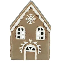 IB Laursen Keramik Lebkuchenhaus Teelichthaus Stillenat Schneekristall, 10 x 8.3 x 15.5 cm