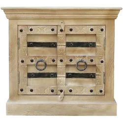 SIT Möbel Bad-Unterschrank | aufwändige Verzierungen | 2 Türen | Mango-Holz | natur | B 66 x T 41 x H 60 cm | 14504-01 | Serie DAIPUR