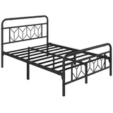Yaheetech Metallbett, Vintage Bettrahmen mit Hohem Kopfteil, Bettgestell schwarz 140 cm x 200 cm
