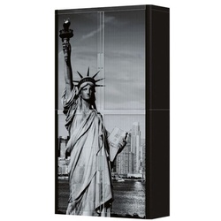 easyOffice Rollladenschrank Motiv Freiheitsstatue silber, 110x204x41.5 cm