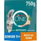PURINA ONE BIFENSIS Senior 11+ Katzenfutter trocken, reich an Huhn, 6er Pack (6 x 750g)