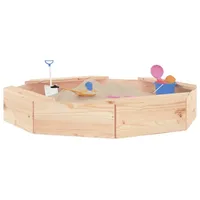 vidaXL Holzsandkasten mit Sitzen Achteck braun