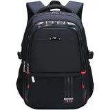 Voici et Voila Rucksack Wasserdicht Kinder Rucksack mit Laptop Rucksack Schule College Schulranzen Business Tasche Waterproof Backpack Leichter Rucksack Damen Schwarz 46x31x14cm