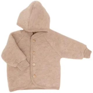Engel Natur Engel Baby Jacke mit Kapuze Wollfleece (Sand Melange, 62-68) - 62-68