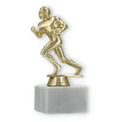 Pokal Kunststofffigur Football Läufer gold auf weißem Marmorsockel 16,5cm