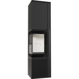 Kratki TORA/L 8 kW Ø 150 mit Türfeder Quarzsinter Schwarz / Brennraum Weiß