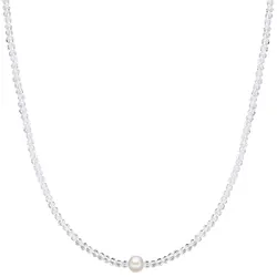 Valero Pearls Perlen-Kette Sterling Silber Quarzkristall Süßwasser-Zuchtperle in Silber Ketten   Damen 